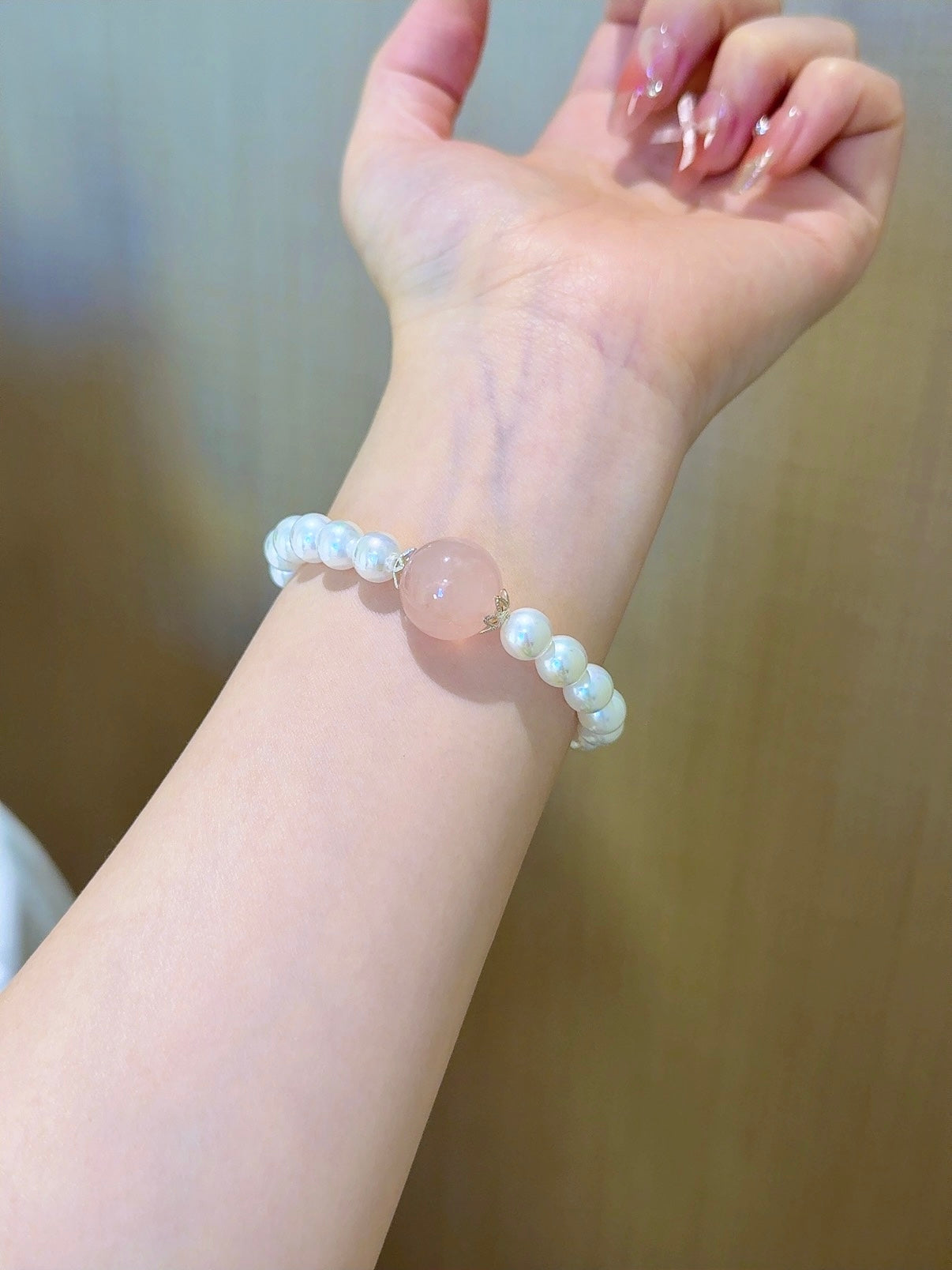 ▫️▪️ Pink crystal bead bracelet